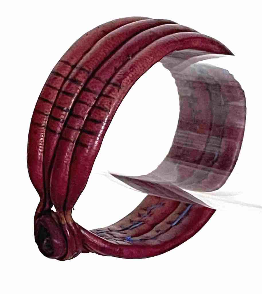 Wide Red Leather Bracelet with Designs - 2 Versions