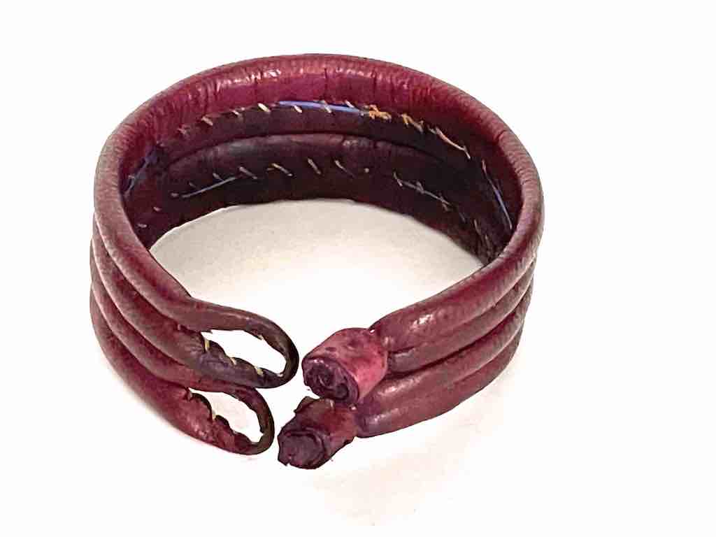 Wide Red Leather Bracelet - 2 Versions