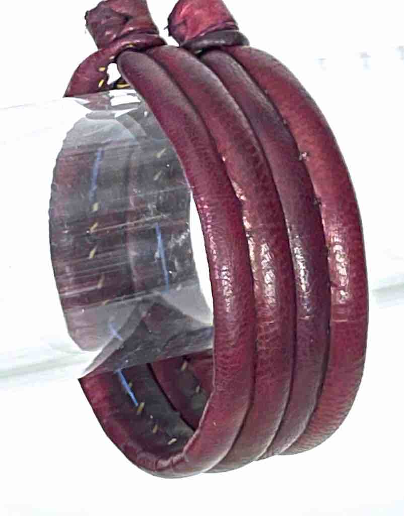 Wide Red Leather Bracelet - 2 Versions