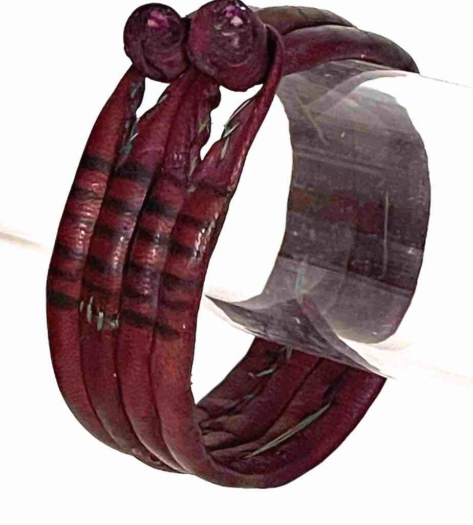 Wide Red Leather Bracelet with Designs - 2 Versions