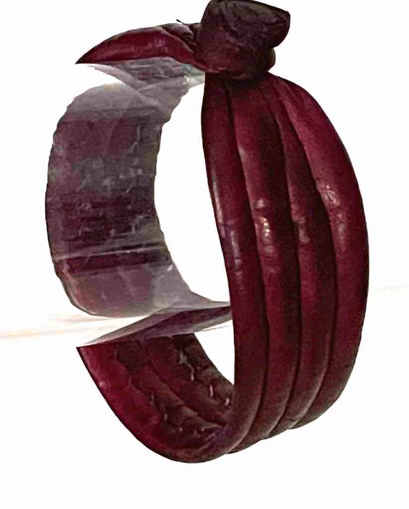 Wide Red Leather Bracelet - 2 Versions