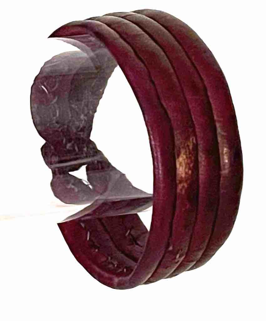 Wide Red Leather Bracelet - 2 Versions