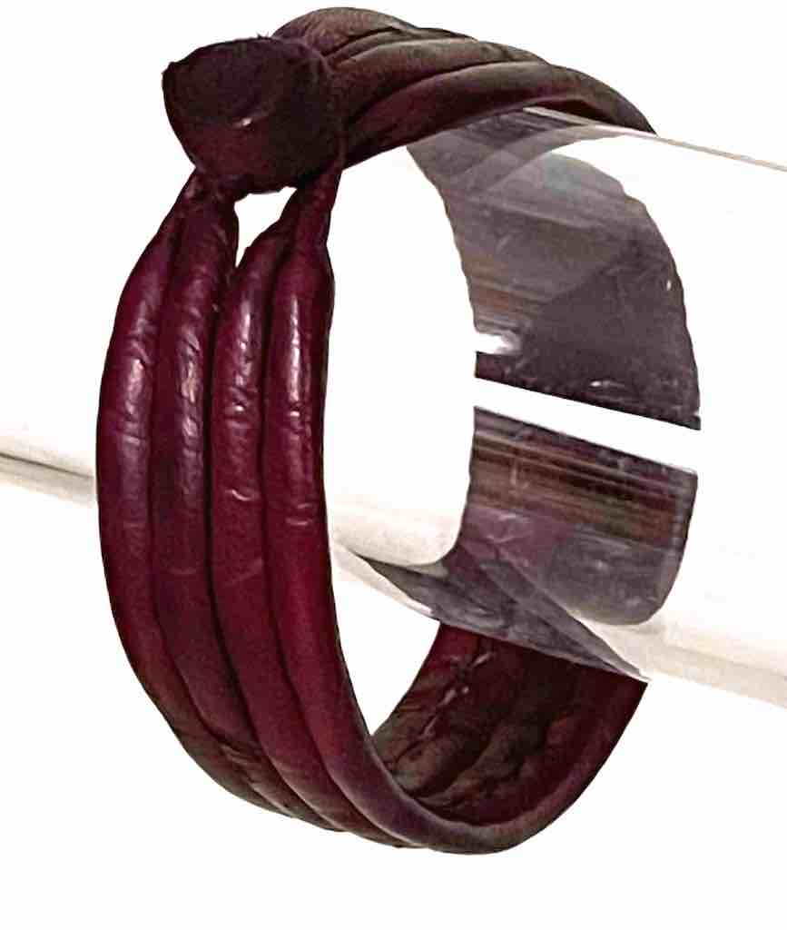 Wide Red Leather Bracelet - 2 Versions