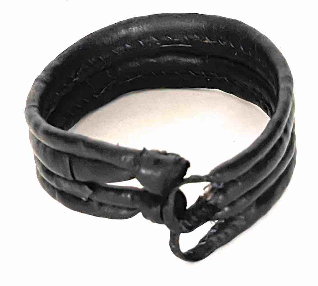 Wide Black Leather Bracelet - 2 Versions