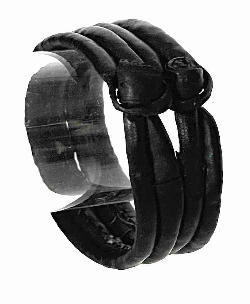 Wide Black Leather Bracelet - 2 Versions