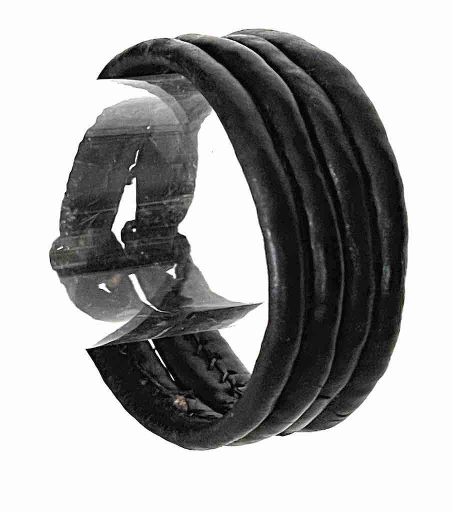 Wide Black Leather Bracelet - 2 Versions