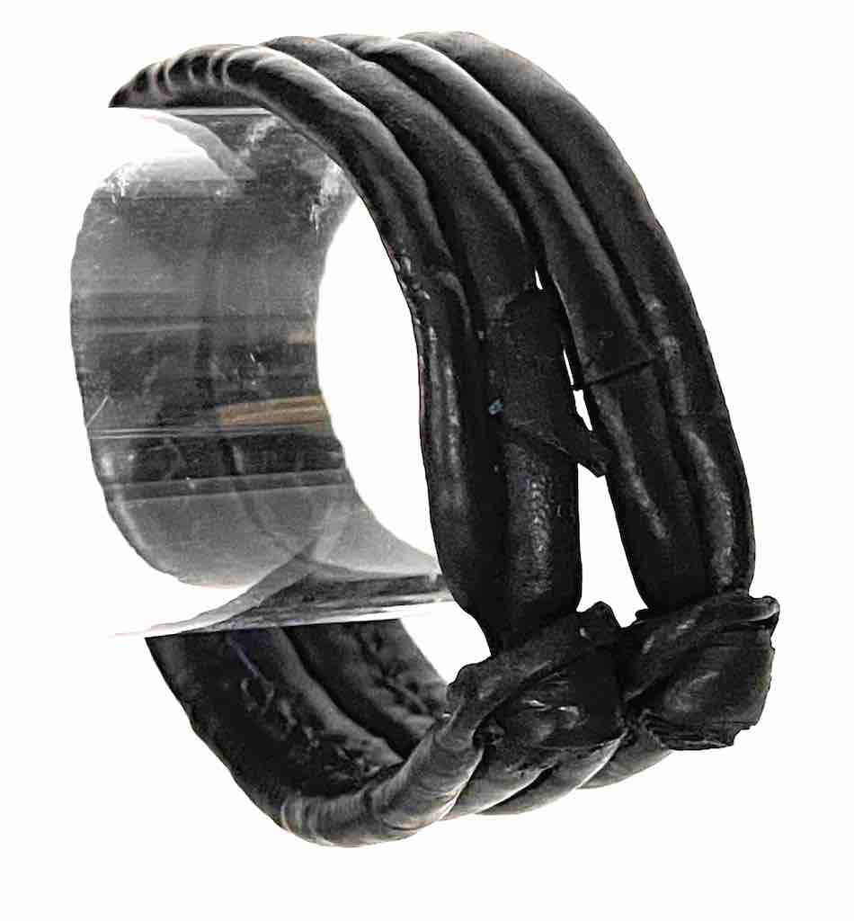 Wide Black Leather Bracelet - 2 Versions