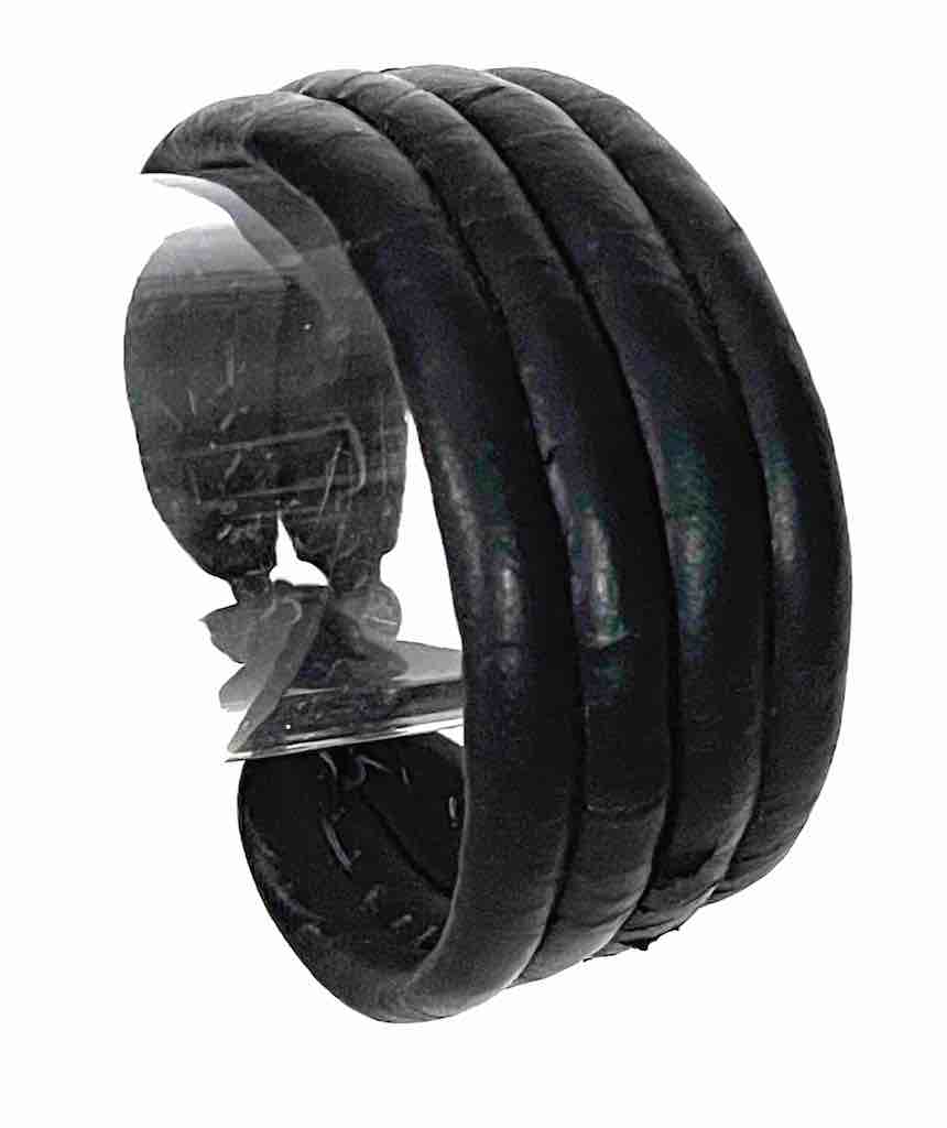 Wide Black Leather Bracelet - 2 Versions