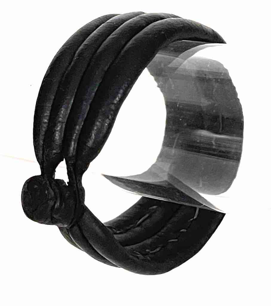 Wide Black Leather Bracelet - 2 Versions