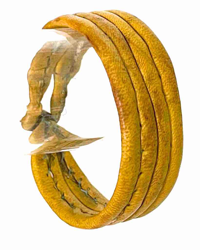 Wide Yellow Leather Bracelet - 2 Versions