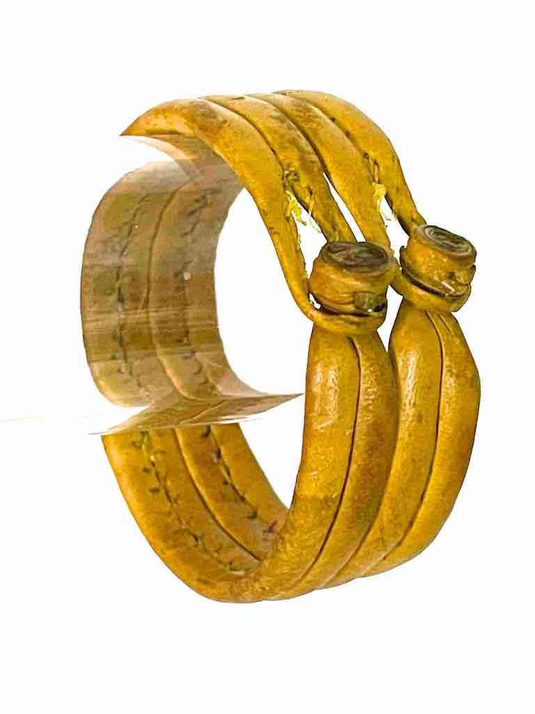 Wide Yellow Leather Bracelet - 2 Versions