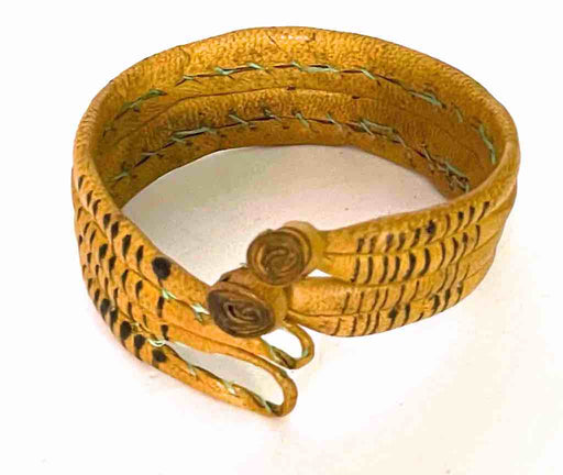 Wide Yellow Leather Bracelet - 2 Versions