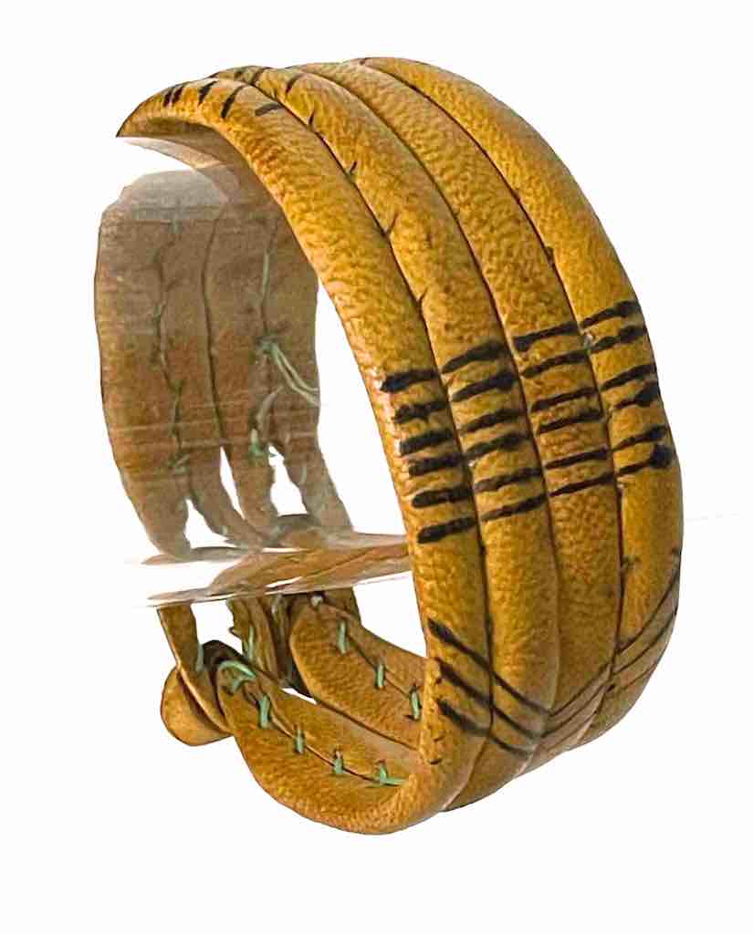 Wide Yellow Leather Bracelet - 2 Versions