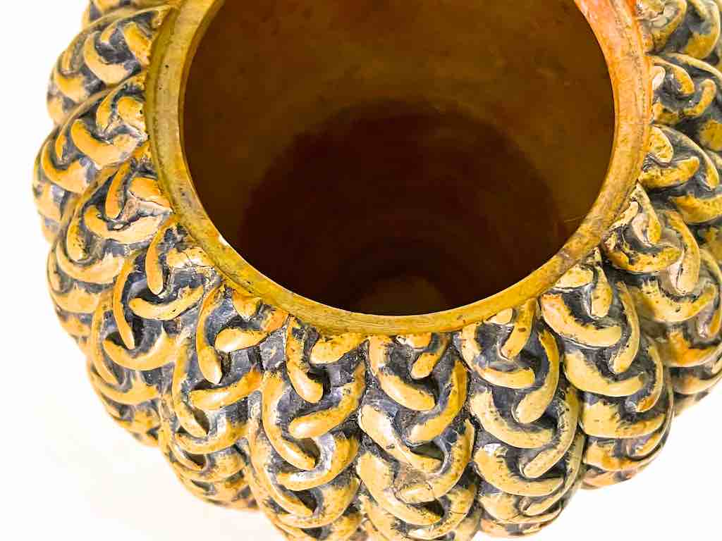 Braided Weave Niger Bend Soapstone Trinket Decor Urn/Jar with Lid