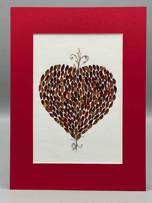 Handmade Pressed Dried Real Flower Framed Collage - Heart Design