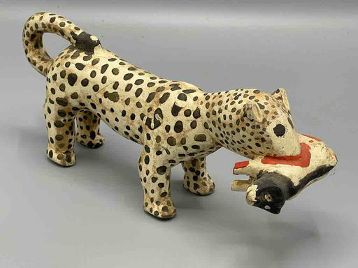 Vintage Baule Wood Leopard Spirit Figure - Ivory Coast