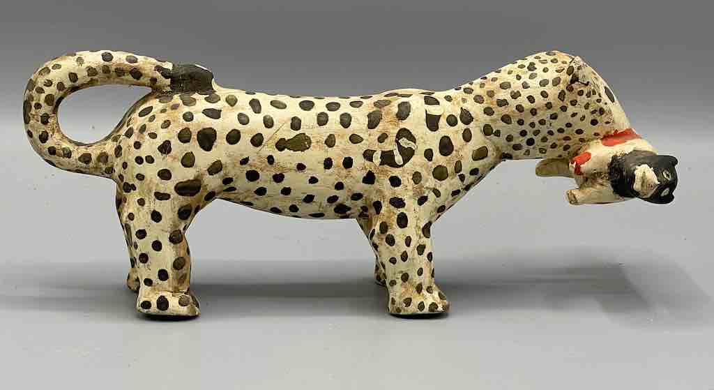 Vintage Baule Wood Leopard Spirit Figure - Ivory Coast