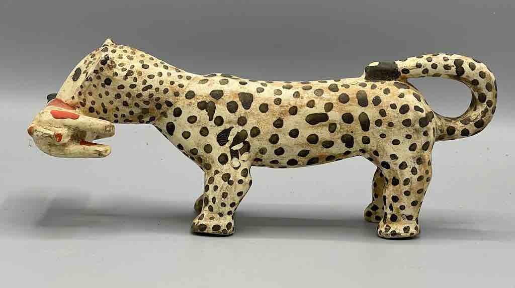 Vintage Baule Wood Leopard Spirit Figure - Ivory Coast