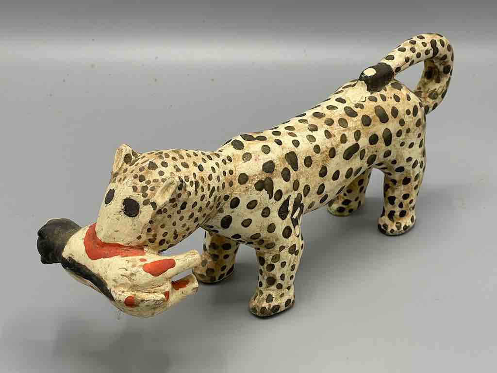 Vintage Baule Wood Leopard Spirit Figure - Ivory Coast