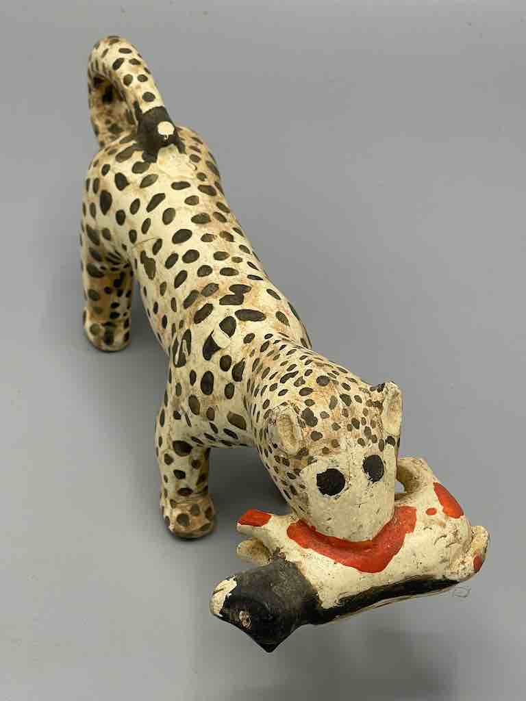 Vintage Baule Wood Leopard Spirit Figure - Ivory Coast