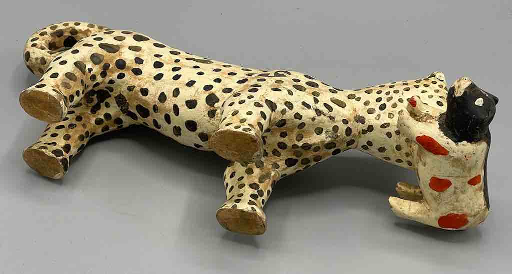 Vintage Baule Wood Leopard Spirit Figure - Ivory Coast