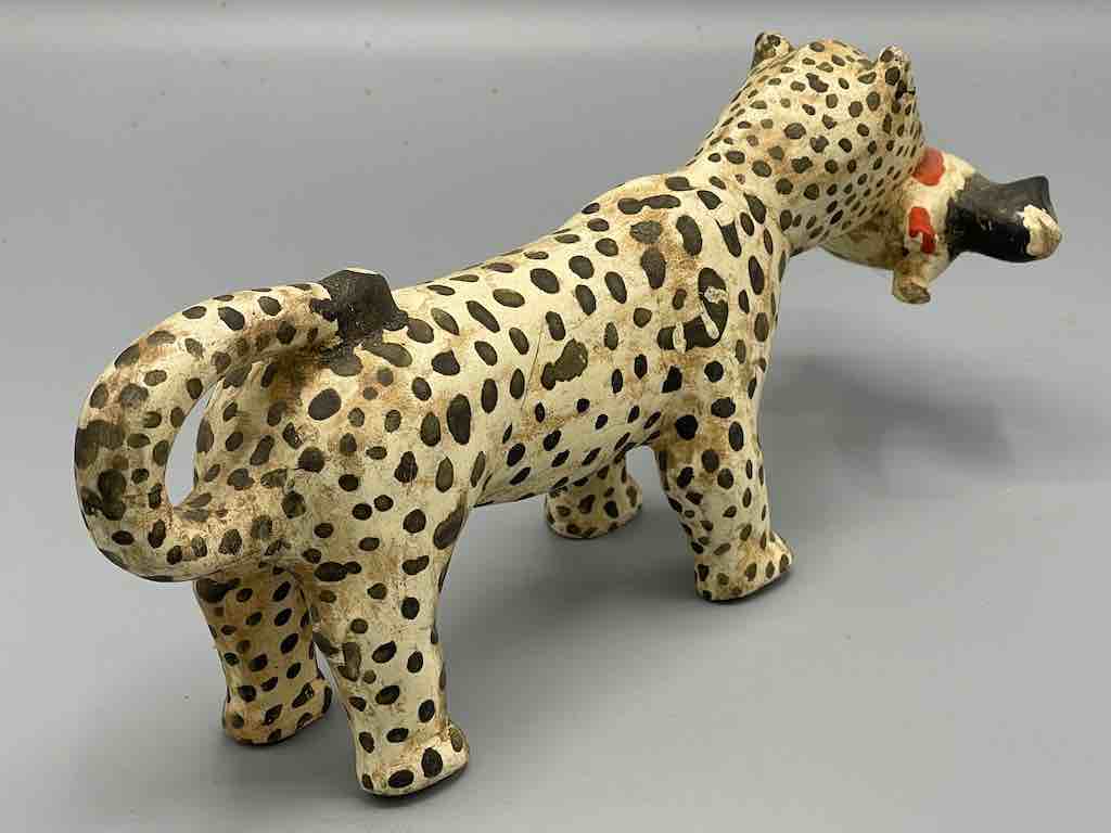 Vintage Baule Wood Leopard Spirit Figure - Ivory Coast