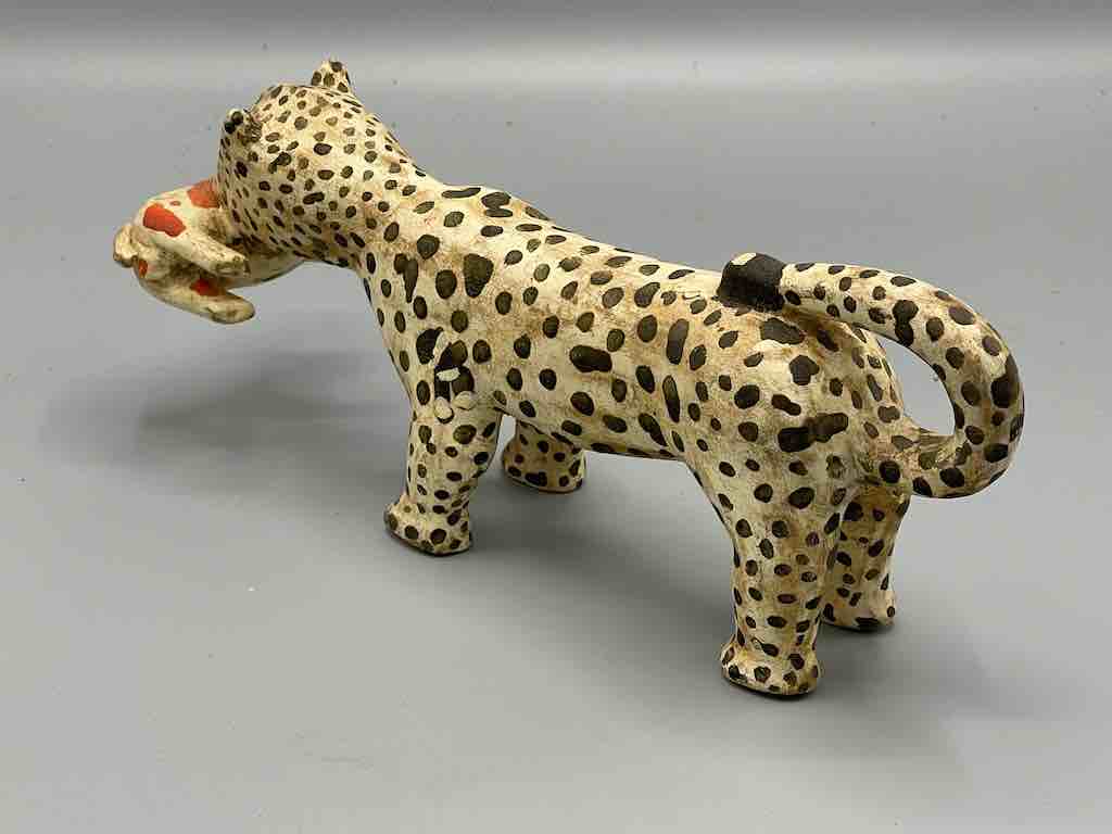 Vintage Baule Wood Leopard Spirit Figure - Ivory Coast