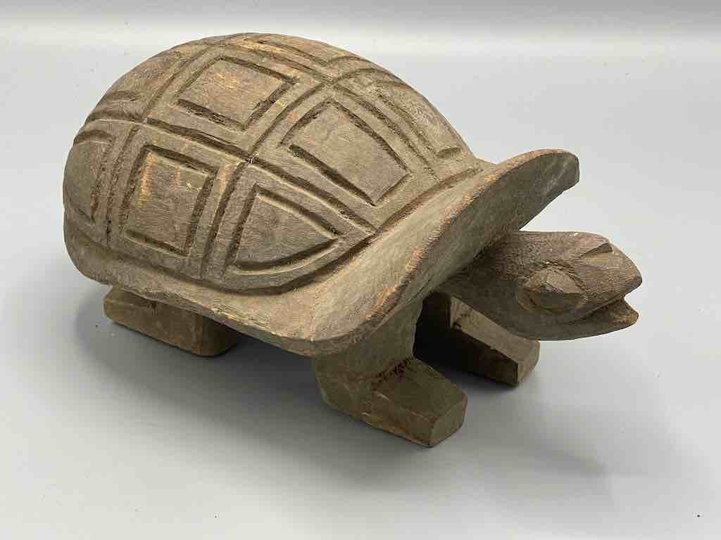 Vintage Large Dogon Wood Turtle Spirit Figure - Mali