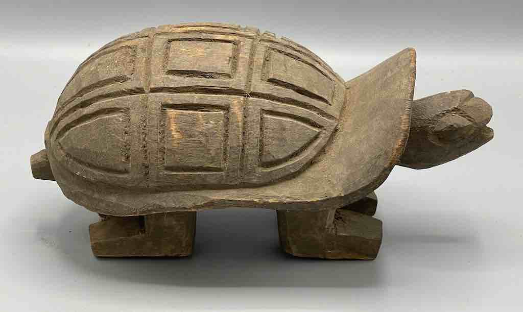 Vintage Large Dogon Wood Turtle Spirit Figure - Mali