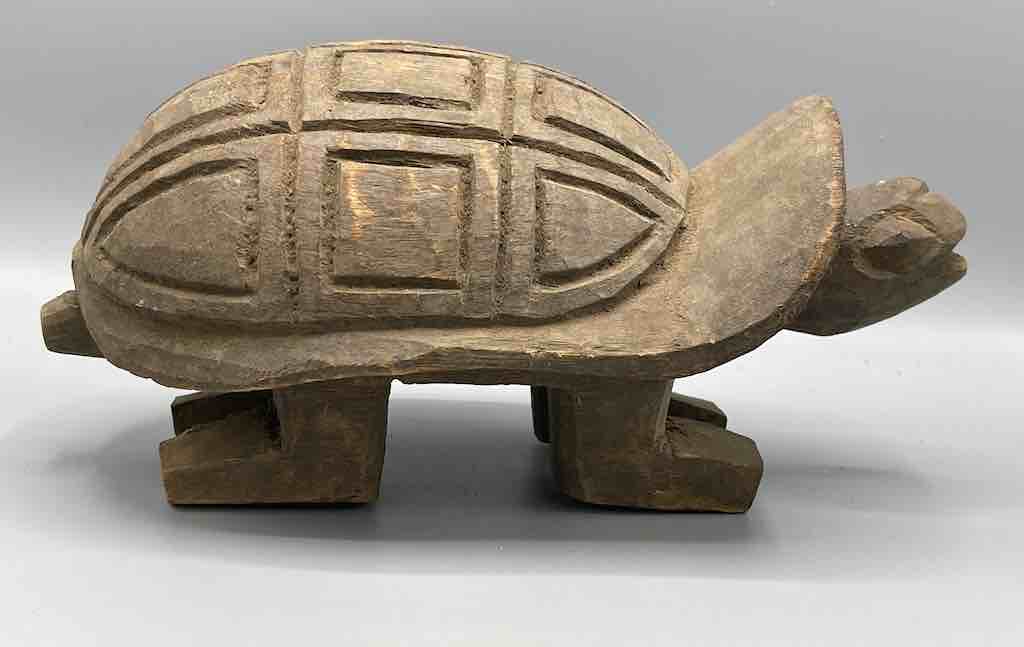 Vintage Large Dogon Wood Turtle Spirit Figure - Mali