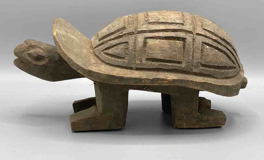 Vintage Large Dogon Wood Turtle Spirit Figure - Mali