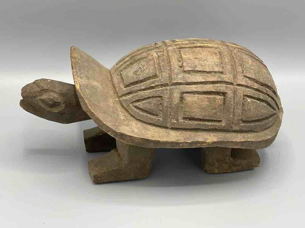 Vintage Large Dogon Wood Turtle Spirit Figure - Mali