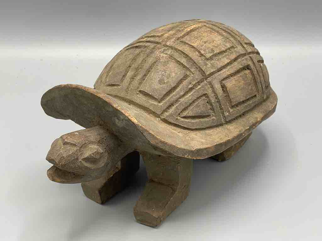 Vintage Large Dogon Wood Turtle Spirit Figure - Mali