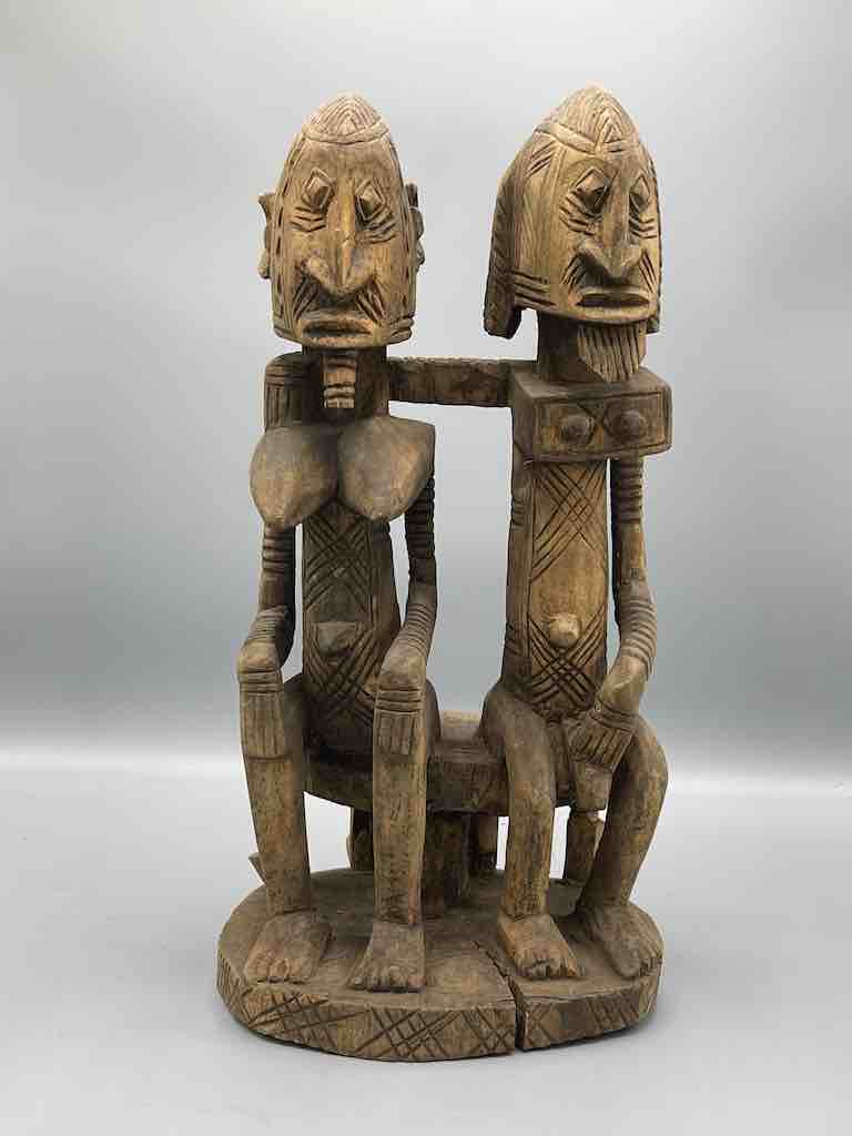 Dogon Primordial Couple Ancestor Spirit Statue | 17" - Mali