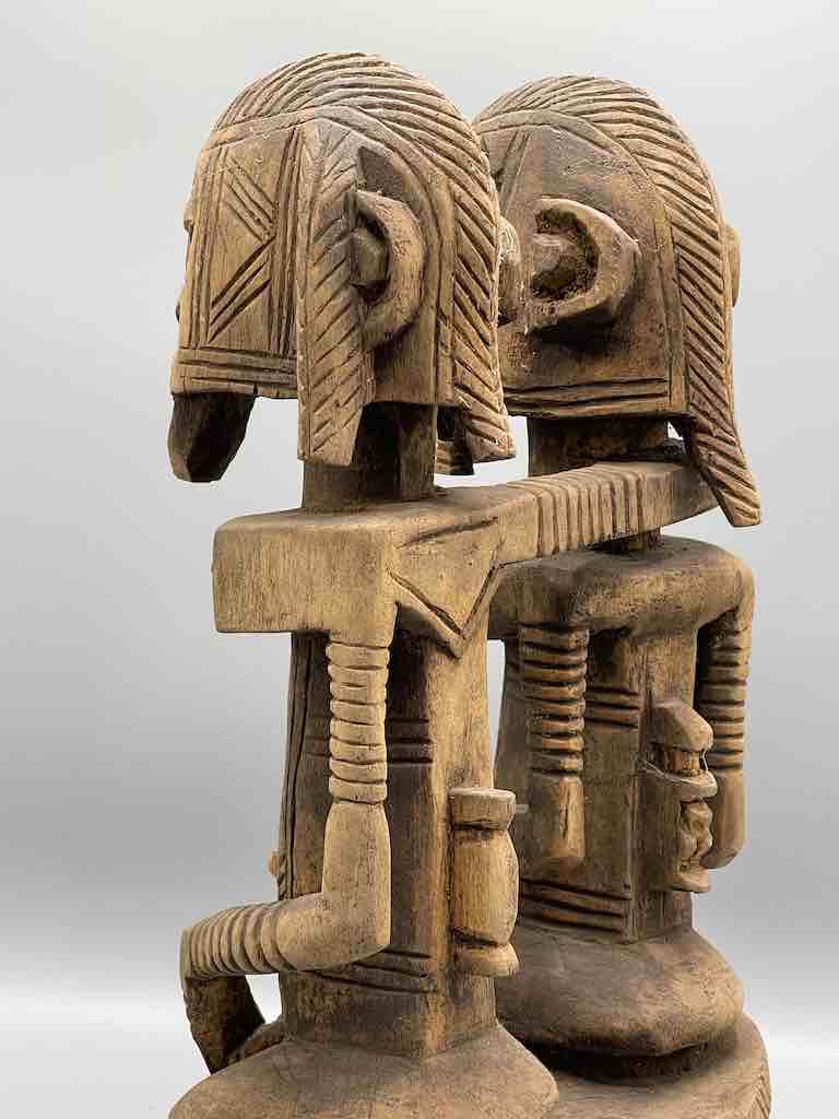 Dogon Primordial Couple Ancestor Spirit Statue | 17" - Mali