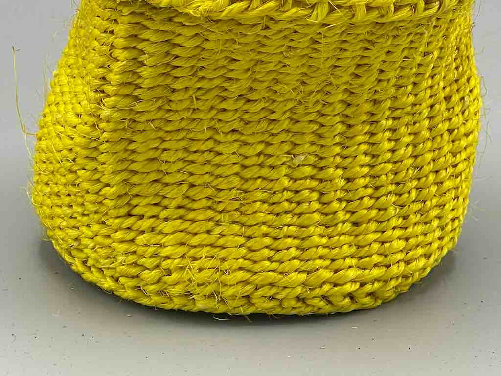 Small Deep Covered Yellow Sisal Cylinder Basket - Kenya