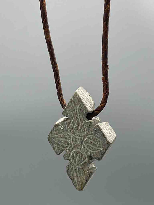 Coptic Christian Stone Cross on Long Cord Necklace - Ethiopia