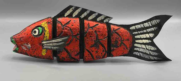 Vietnamese Wooden Fish Articulated Puppet Sculpture