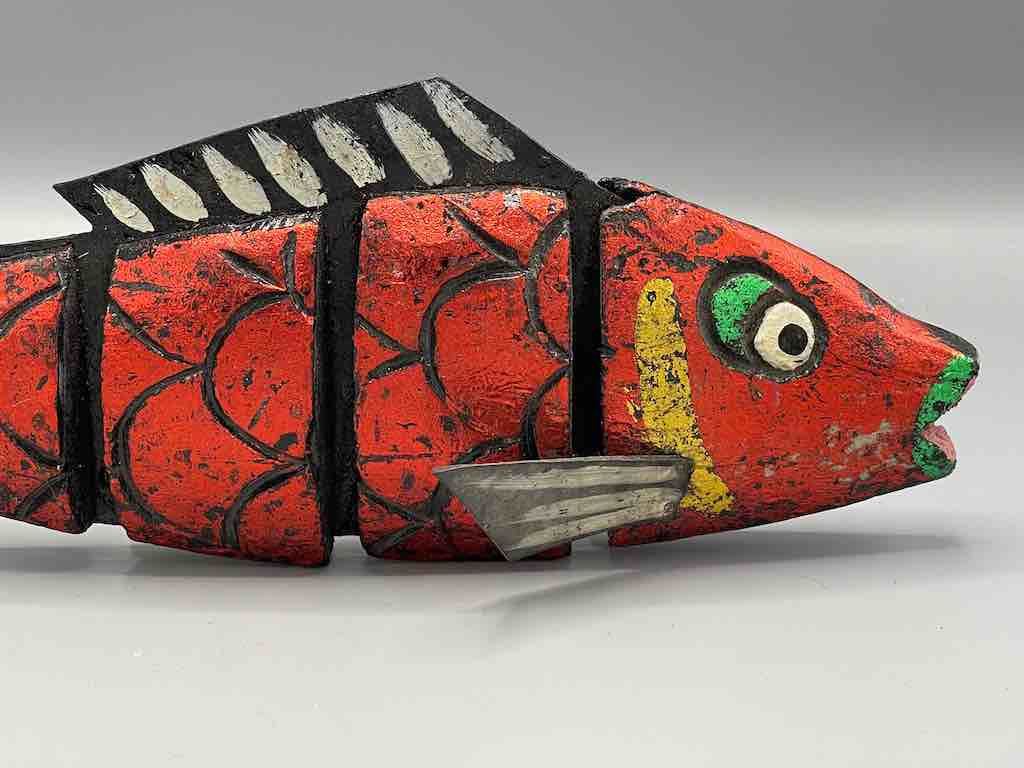 Vietnamese Wooden Fish Articulated Puppet Sculpture
