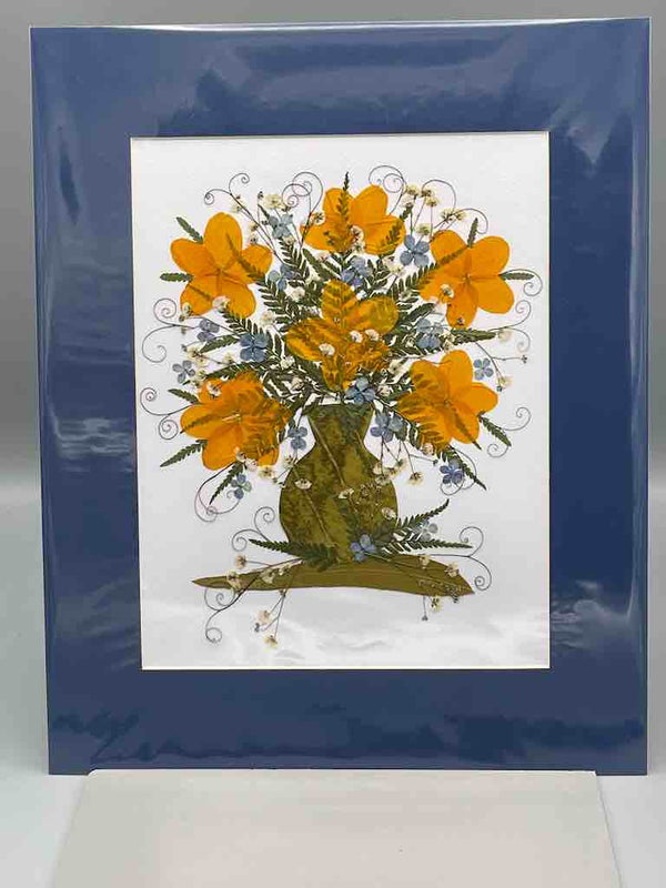 Large Handmade Pressed Dried Real Flower Framed Collage - Floral Bouquet