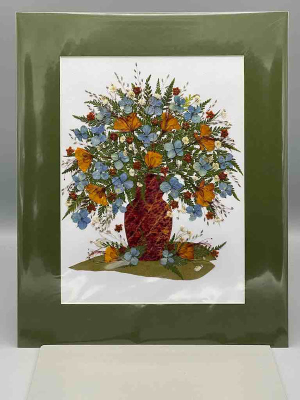 Large Handmade Pressed Dried Real Flower Framed Collage - Floral Bouquet