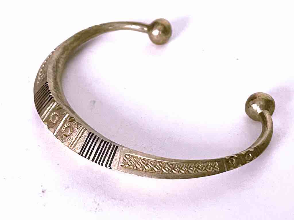 Niger Bend Tuareg Multiple Inlay Metal Bracelet