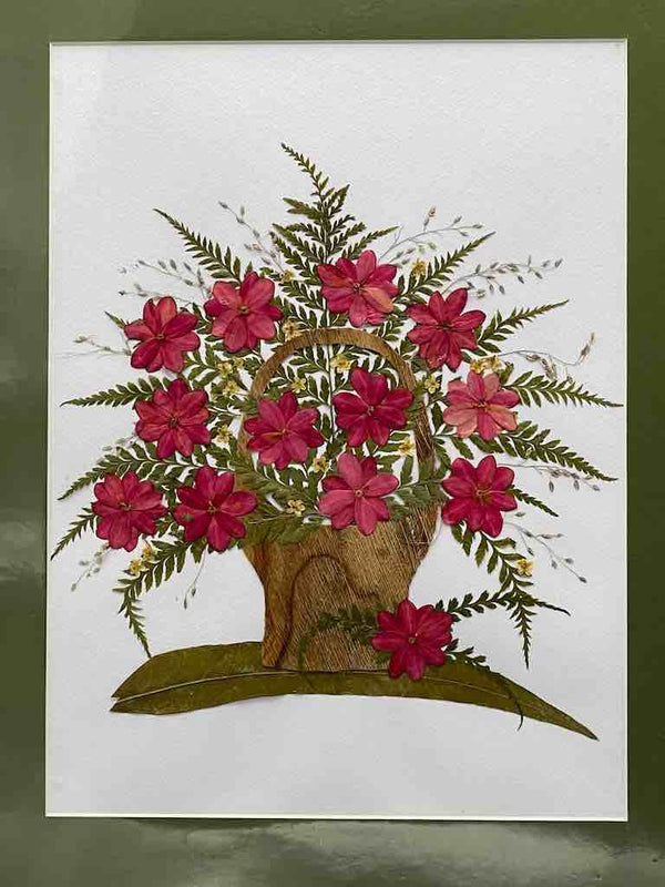Large Handmade Pressed Dried Real Flower Framed Collage - Floral Bouquet