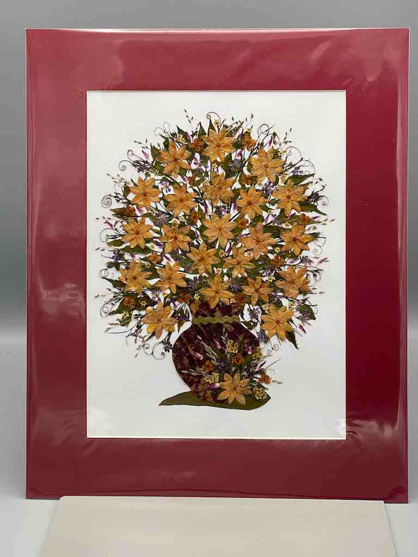 Large Handmade Pressed Dried Real Flower Framed Collage - Floral Bouquet