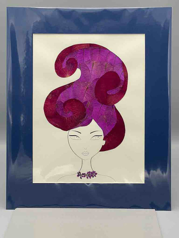 Large Handmade Pressed Dried Real Flower Framed Collage - Floral Hairdo