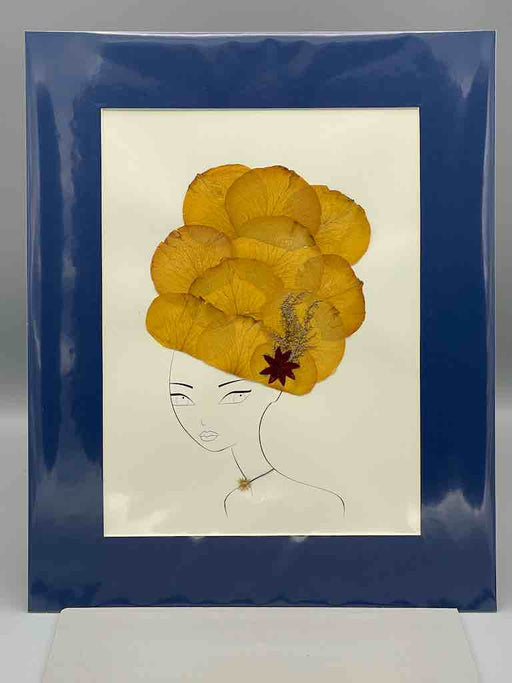 Large Handmade Pressed Dried Real Flower Framed Collage - Floral Hairdo