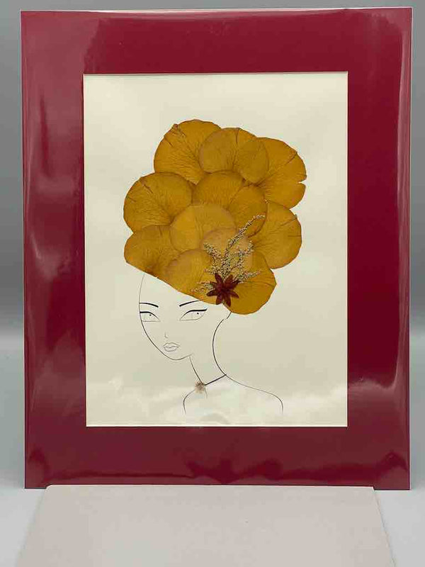 Large Handmade Pressed Dried Real Flower Framed Collage - Floral Hairdo