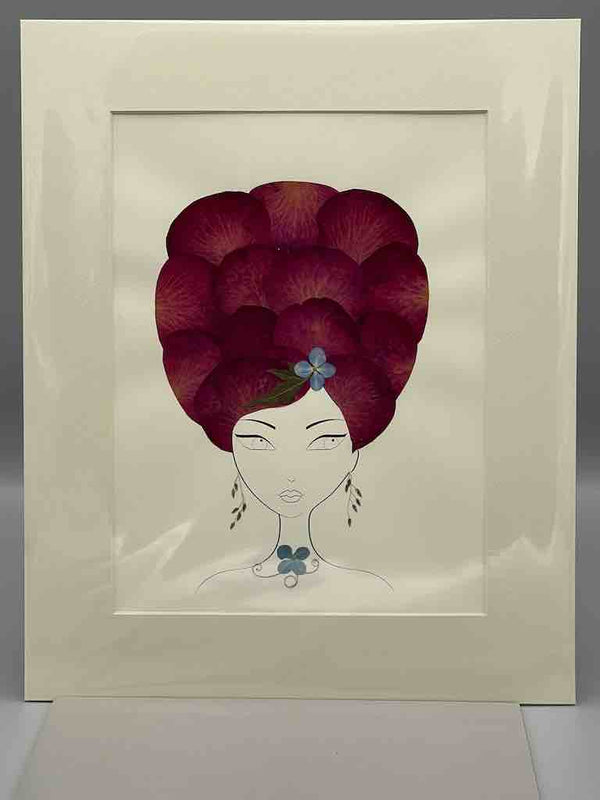 Large Handmade Pressed Dried Real Flower Framed Collage - Floral Hairdo