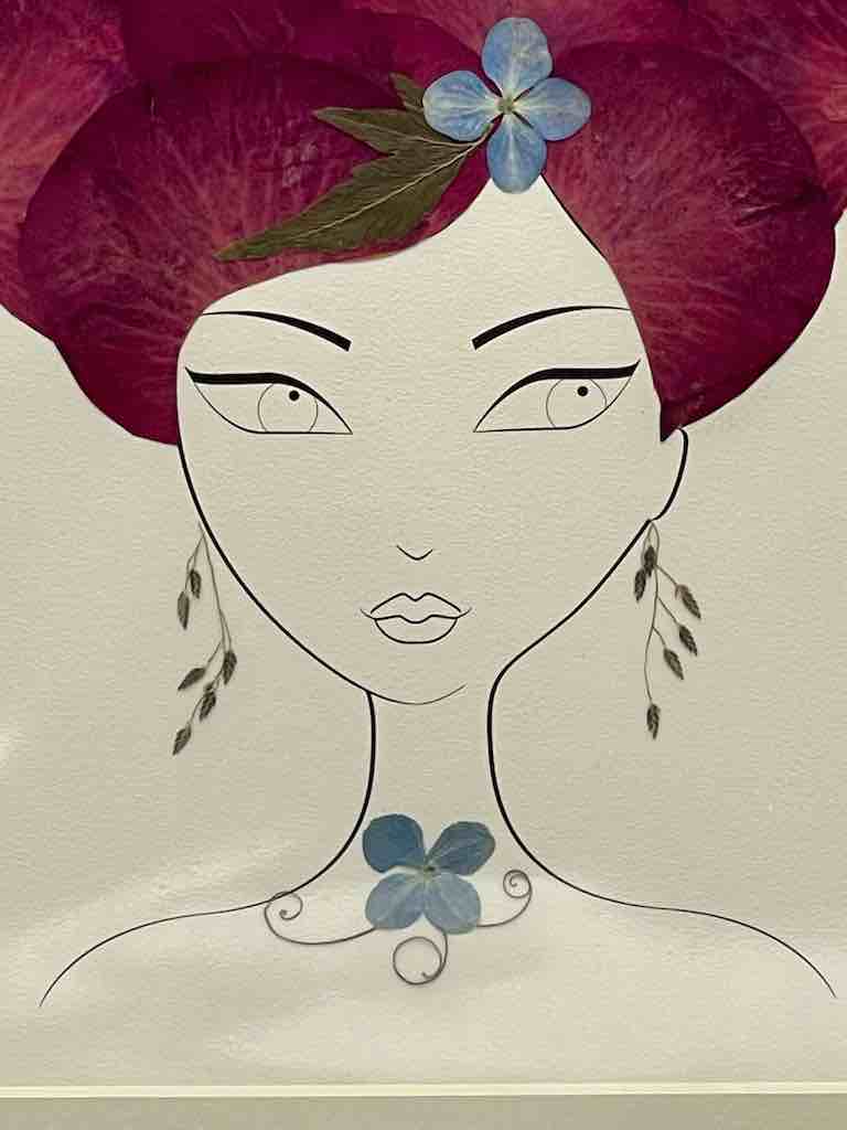 Large Handmade Pressed Dried Real Flower Framed Collage - Floral Hairdo
