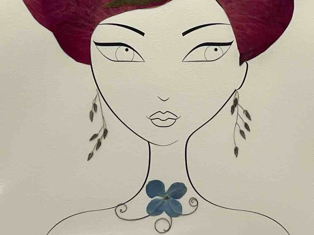 Large Handmade Pressed Dried Real Flower Framed Collage - Floral Hairdo